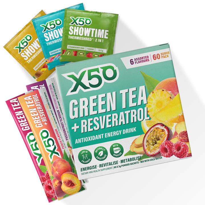 X50 Green Tea + Resveratrol Antioxidant Energy Drink 6 Assorted